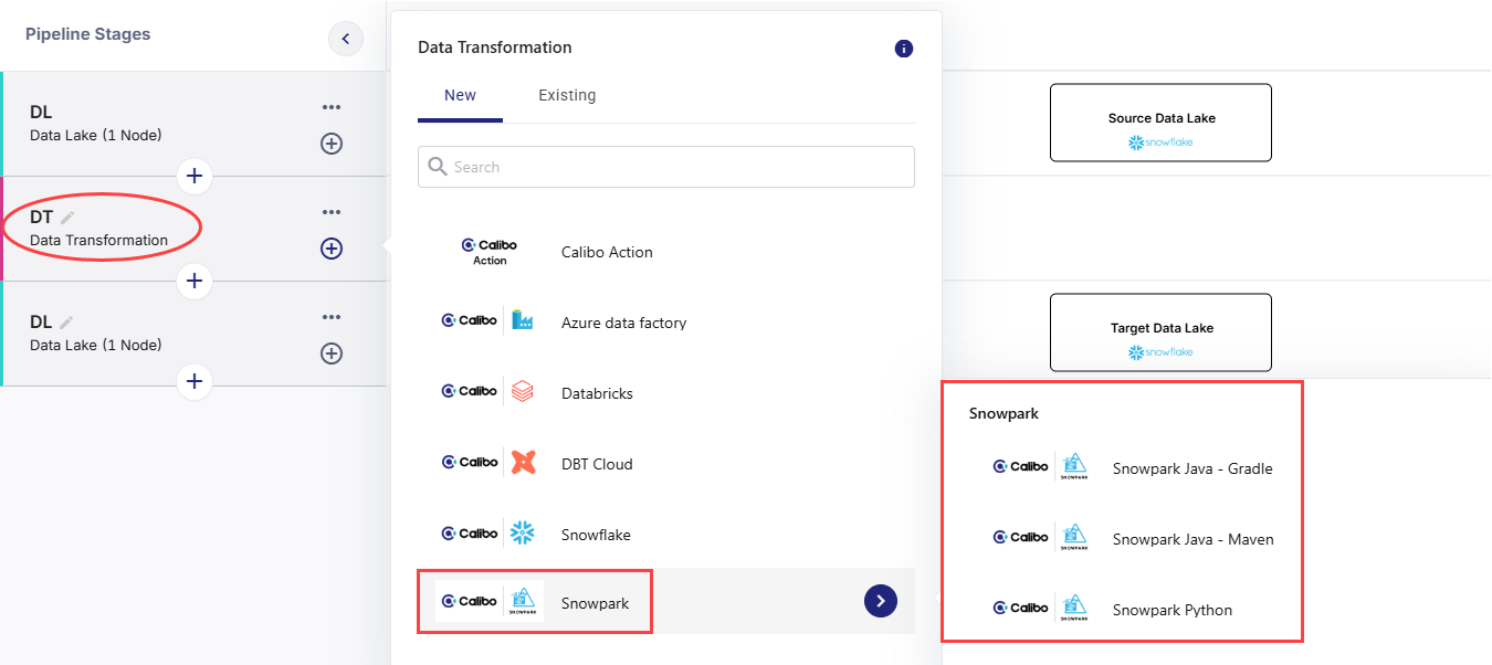 Select the language for custom transformation